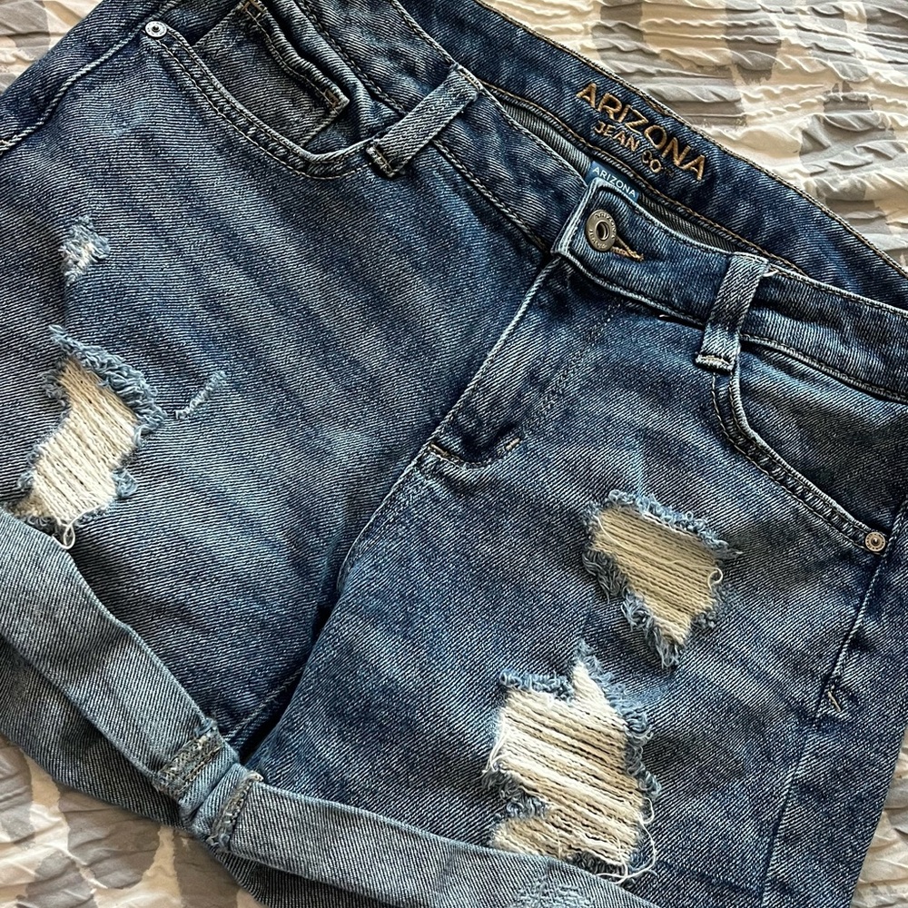Arizona Jean Company Women's Distressed Blue Jean Shorts